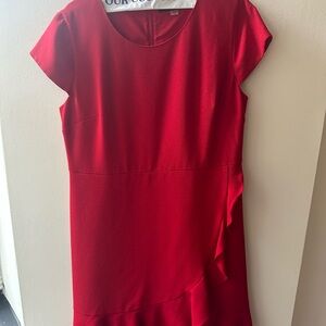 Karl Lagerfeld Elegant Ruffle Red Dress